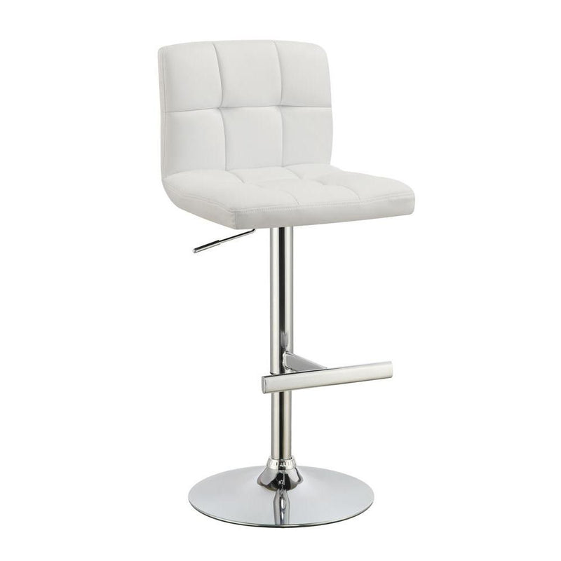 Lenny Adjustable Bar Stools Chrome and White (Set of 2)