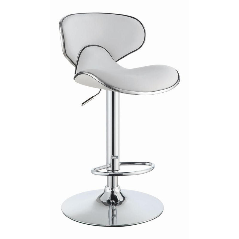 Edenton Upholstered Adjustable Height Bar Stools White and Chrome (Set of 2)