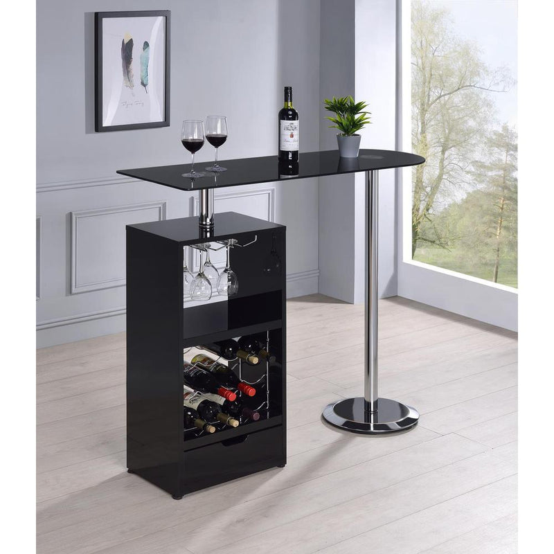 Koufax 1-drawer Bar Table Glossy Black