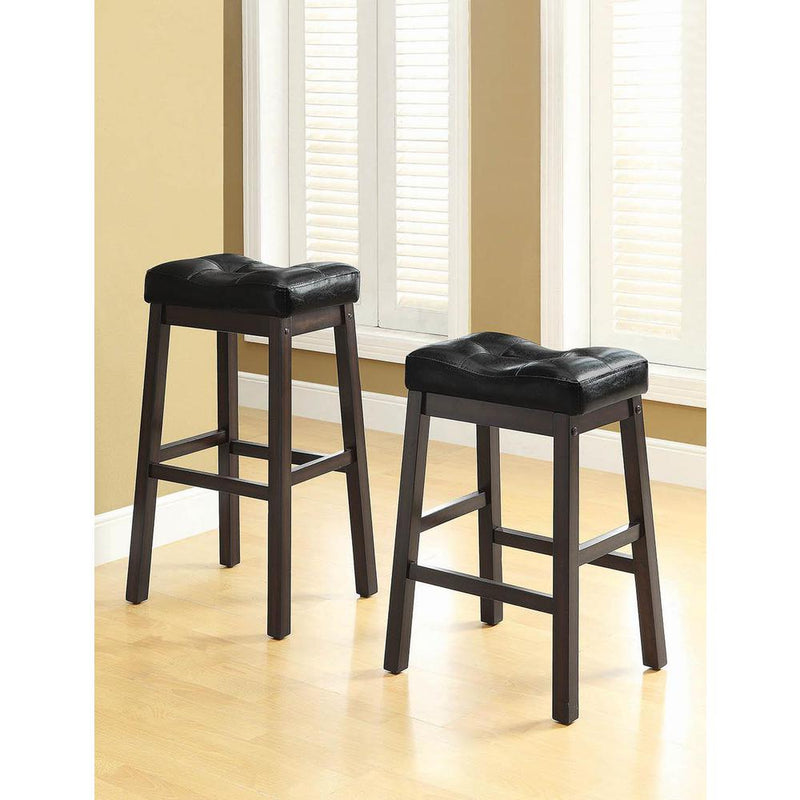 Donald Upholstered Bar Stools Black and Cappuccino (Set of 2)