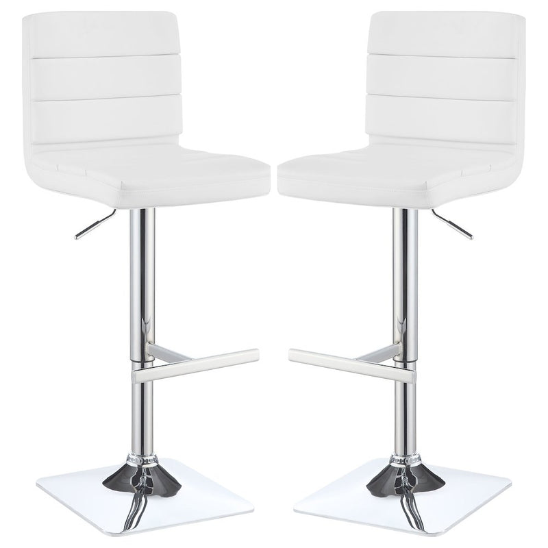 Bianca Upholstered Adjustable Bar Stool White (Set of 2)