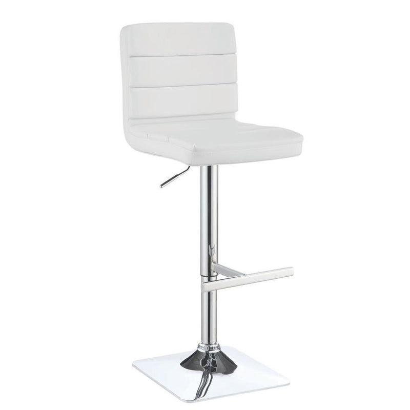 Bianca Upholstered Adjustable Bar Stools White and Chrome (Set of 2)