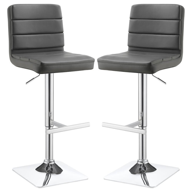 Bianca Upholstered Adjustable Bar Stool Grey (Set of 2)