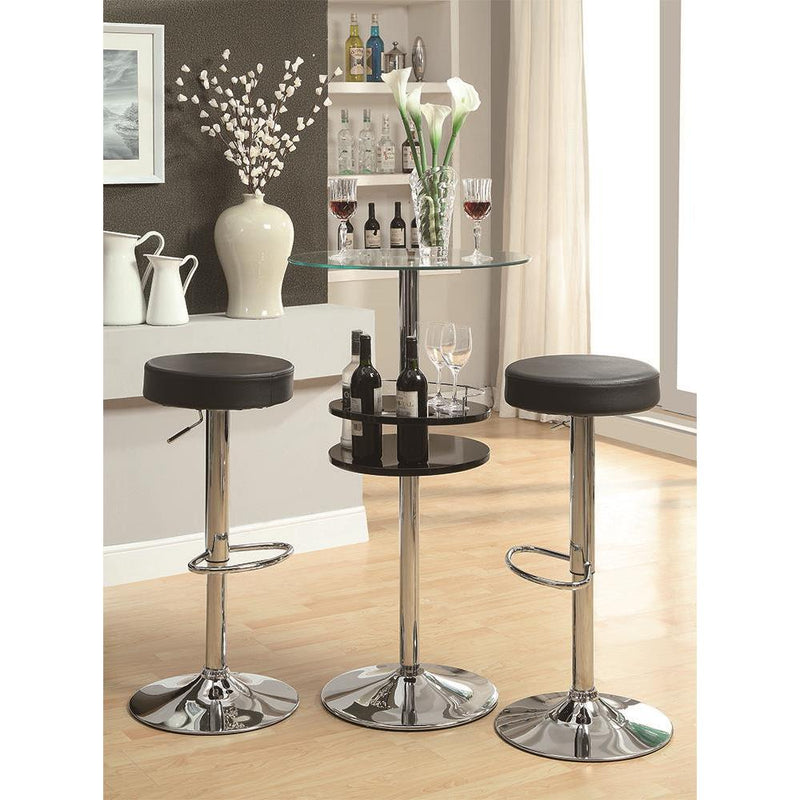 Gianella Glass Top Bar Table with Wine Storage Black and Chrome