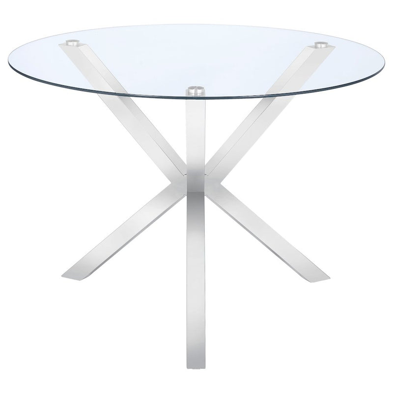 Vance Round 41-inch Glass Top Asterisk Dining Table Chrome