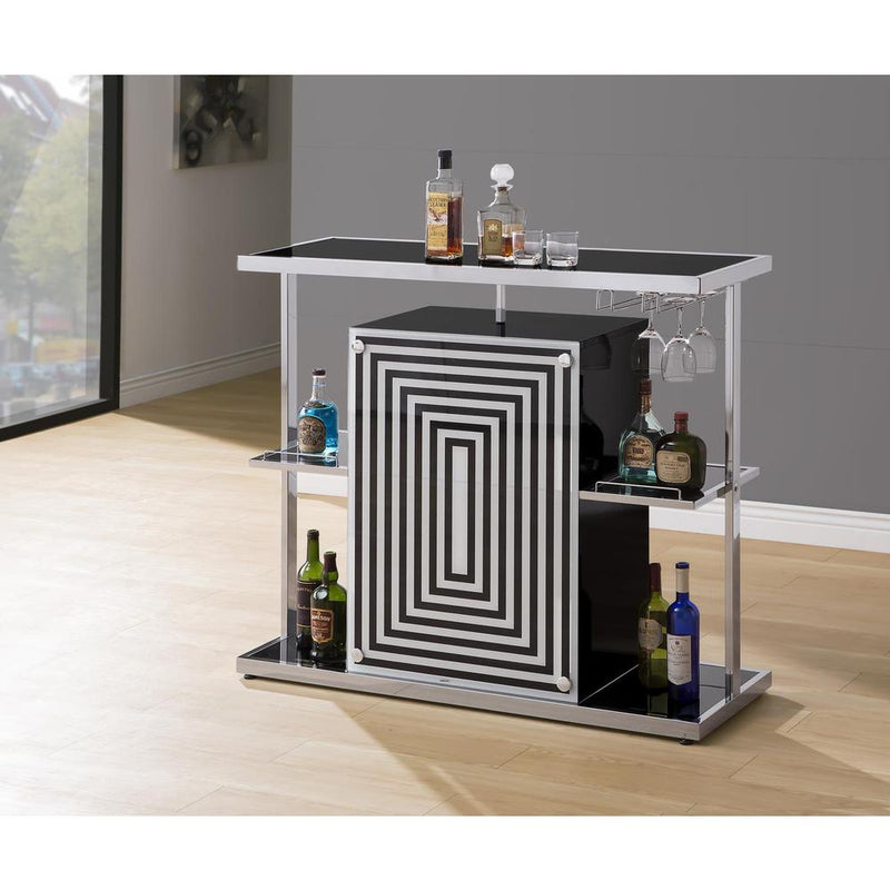 Zinnia 2-tier Bar Unit Glossy Black and White