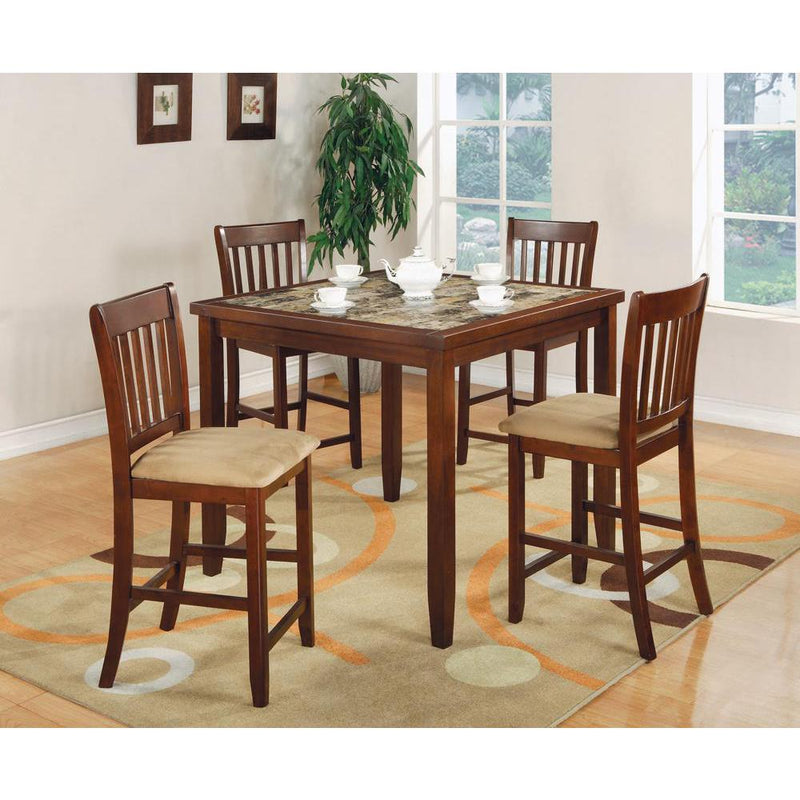 Jardin 5-piece Counter Height Dining Set Red Brown and Tan