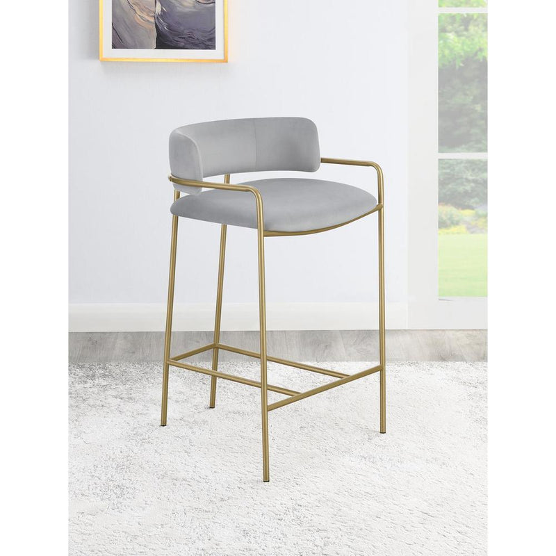 Comstock Upholstered Low Back Stool Grey and Gold