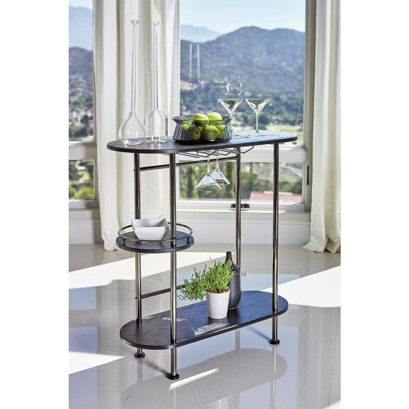 Ferguson 3-tier Bar Unit Black Nickel and Black Oak