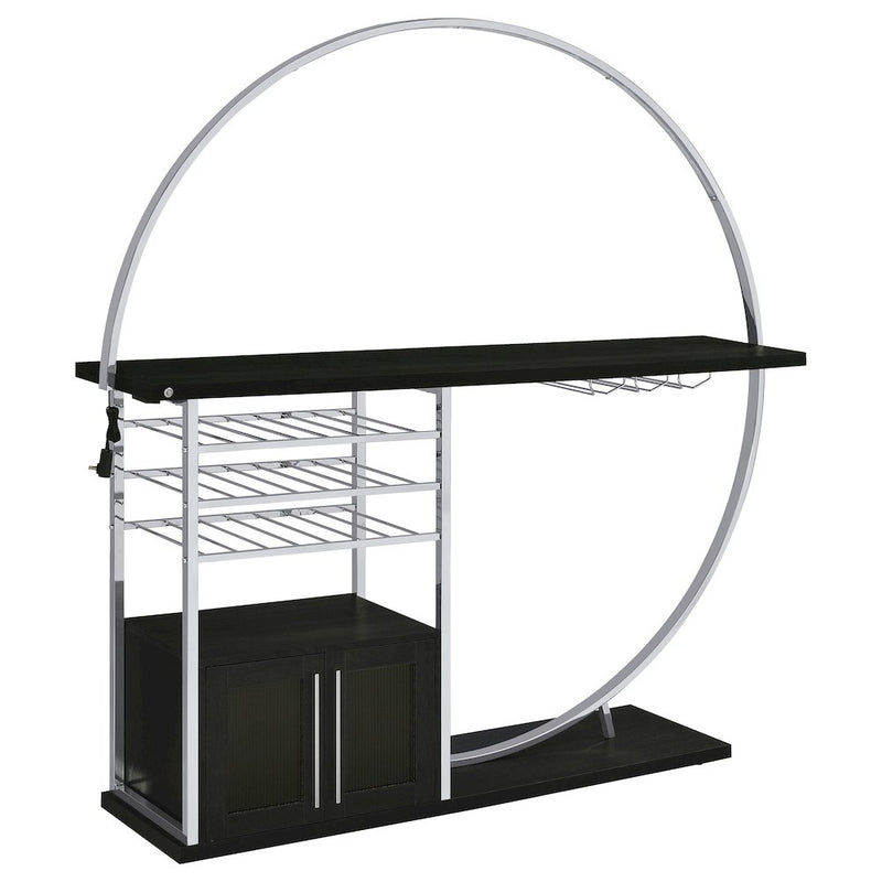 Risley 2-door Circular LED Home Bar Cabinet Dark Charcoal