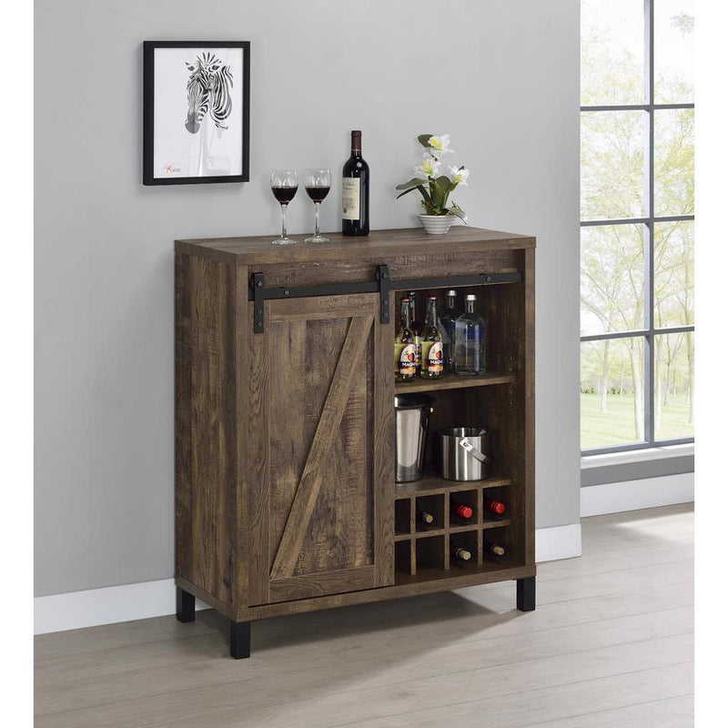 Arlington Bar Cabinet with Sliding Door Rustic Oak