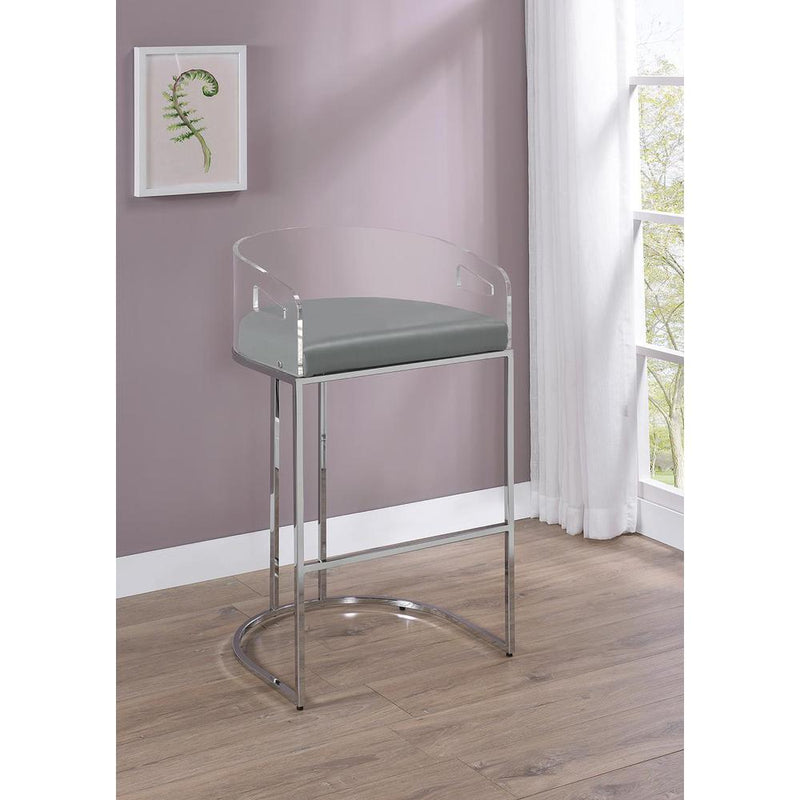 Thermosolis Acrylic Back Bar Stools Grey and Chrome (Set of 2)