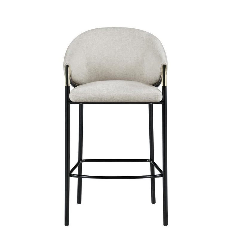 Chadwick Sloped Arm Bar Stools Beige and Glossy Black (Set of 2)