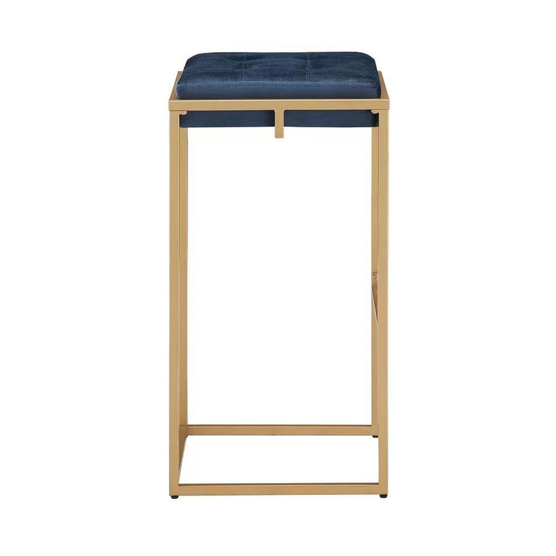 Nadia Square Padded Seat Bar Stool (Set of 2) Blue and Gold