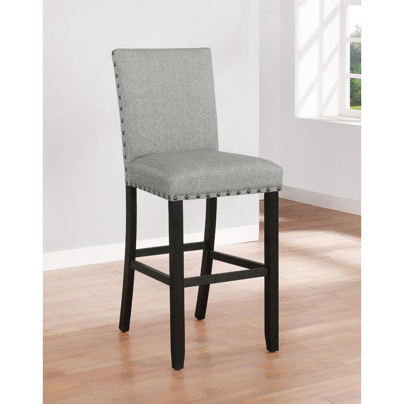 Kentfield Solid Back Upholstered Bar Stools Grey and Antique Noir (Set of 2)