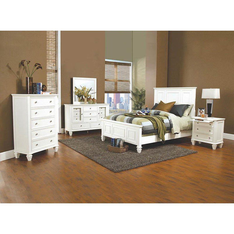 Sandy Beach California King Panel Bed with High Headboard Cream White