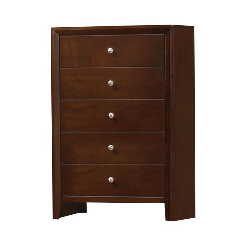 Serenity Rectangular 5-drawer Chest Rich Merlot