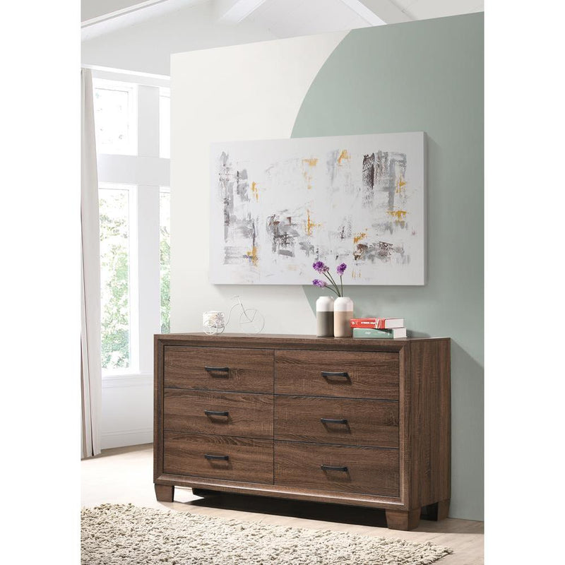 Brandon 6-drawer Dresser Medium Warm Brown