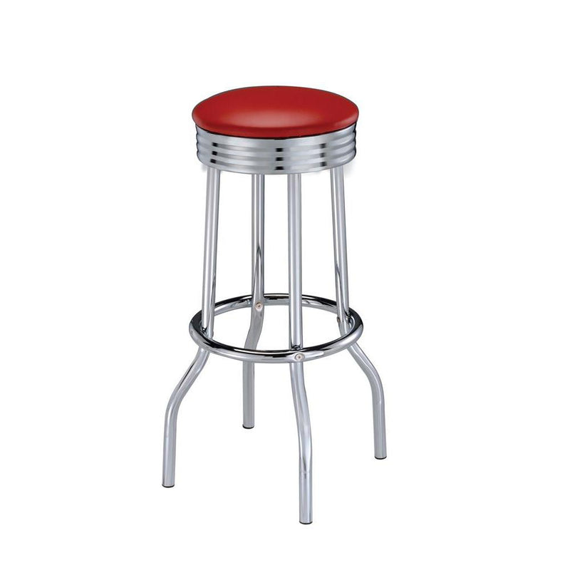 Theodore Upholstered Top Bar Stools Red and Chrome (Set of 2)