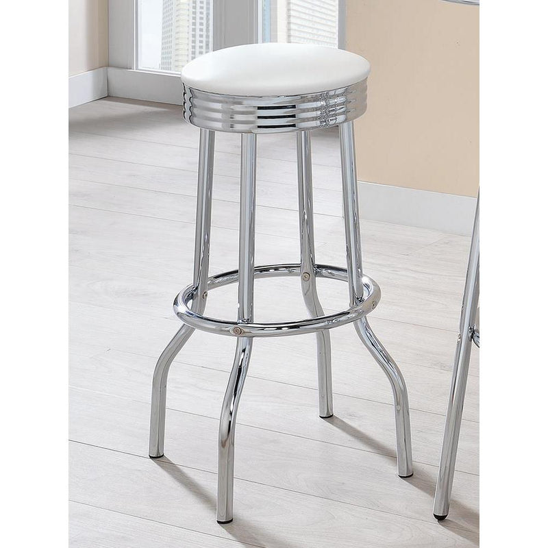 Theodore Upholstered Top Bar Stools White and Chrome (Set of 2)