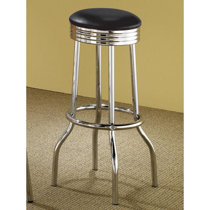 Theodore Upholstered Top Bar Stools Black and Chrome (Set of 2)