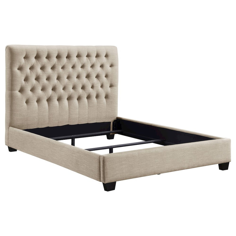 Chloe Upholstered Queen Panel Bed Oatmeal