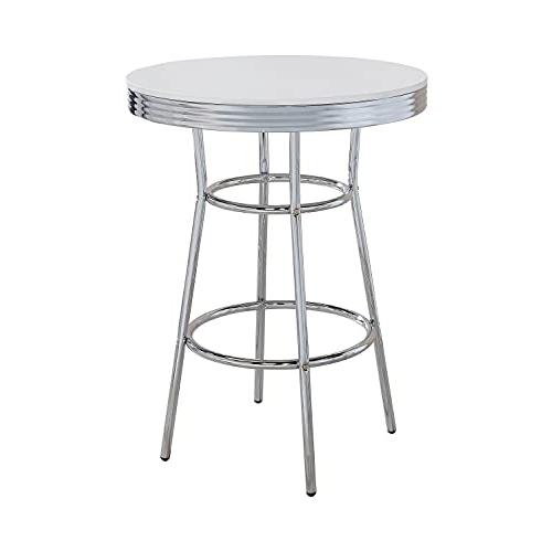 Theodore Round Bar Table Chrome and Glossy White