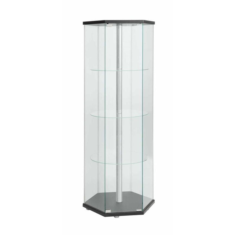 Zahavah 4-shelf Hexagon Shaped Curio Cabinet Black and Clear