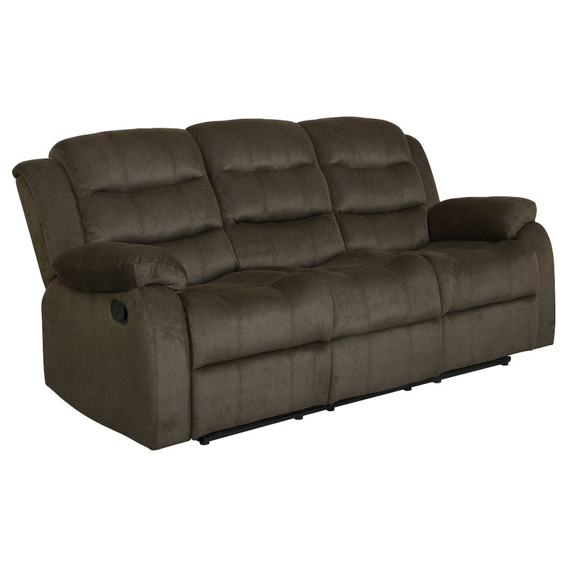 Rodman Upholstered Padded Arm Reclining Sofa Olive Brown