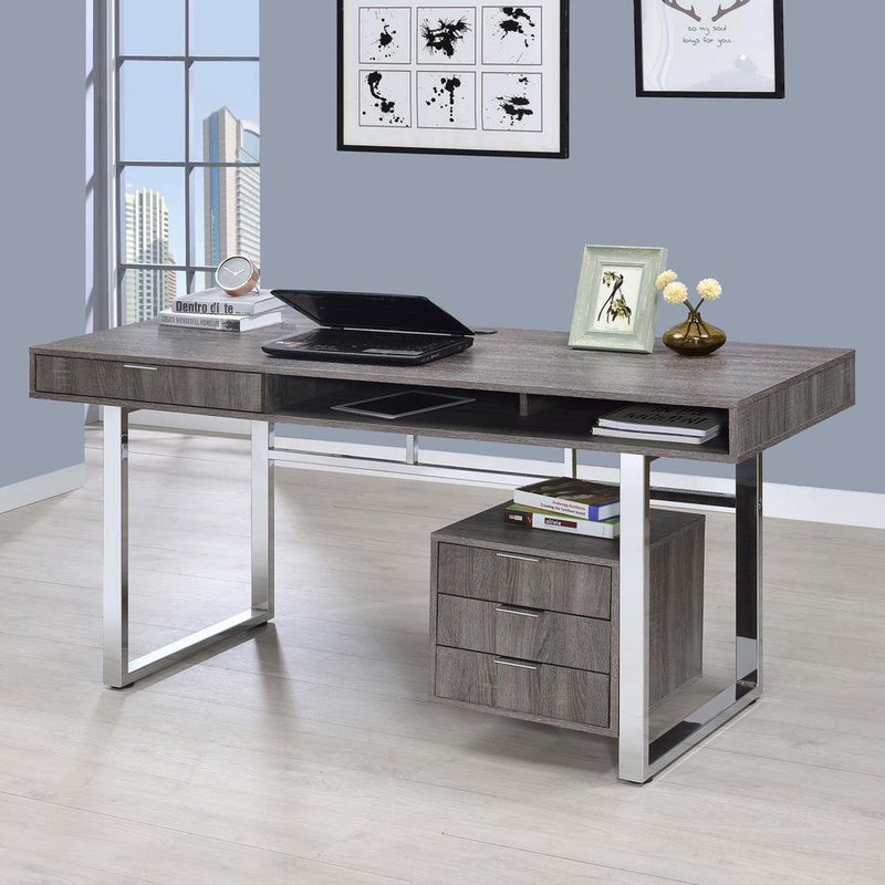 Whitman 4-drawer Writing Desk Weathered Grey