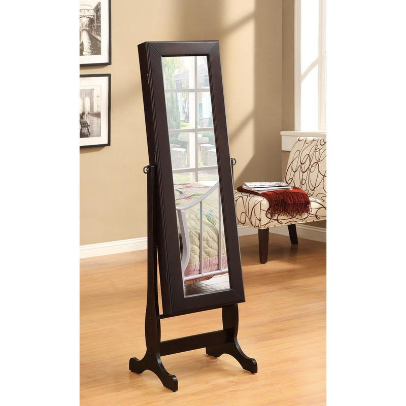 Belzar Jewelry Cheval Mirror with Drawers Cappuccino