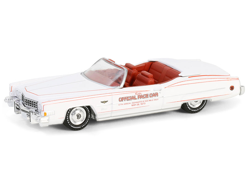 1973 Cadillac Eldorado Convertible "57th Annual Indianapolis 500 Mile Race Official Pace Car" White with Red Interior "Hobby Exclusive" Series 1/64 Diecast Model Car by Greenlight