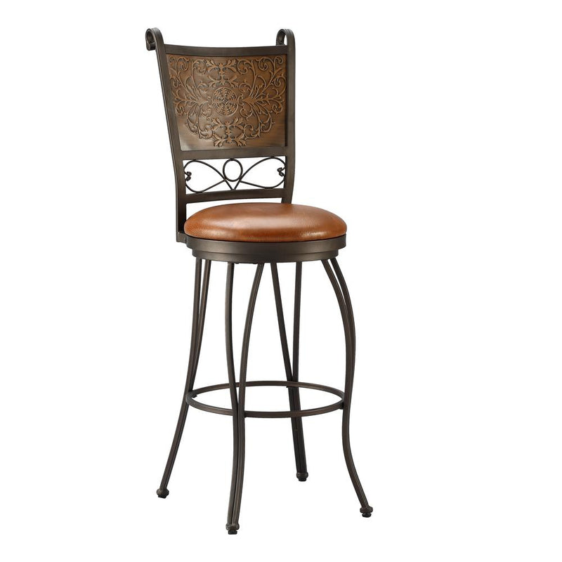 Bronze with Muted Copper Stamped Back Bar Stool, 28" Seat Height