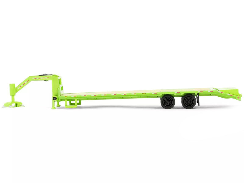 Gooseneck Trailer Lime Green with Red and White Conspicuity Stripes "Hobby Exclusive" Series 1/64 Diecast Model Car by Greenlight