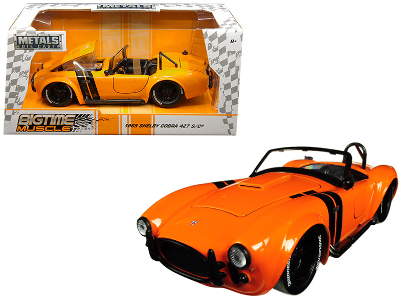 1965 Shelby Cobra 427 S/C Orange with Black Stripes Bigtime Muscle 1/24 Diecast Model Car by Jada