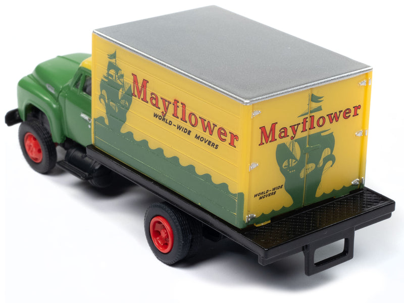 1954 Ford Box Truck Green and Yellow Mayflower World-Wide Movers Mini Metals Series 1/87 (HO) Scale Model Car by Classic Metal Works