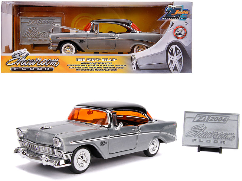 1956 Chevrolet Bel Air Raw Metal with Black Top Showroom Floor Jada 20th Anniversary 1/24 Diecast Model Car by Jada