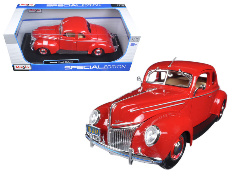 1939 Ford Deluxe Tudor Red 1/18 Diecast Model Car by Maisto