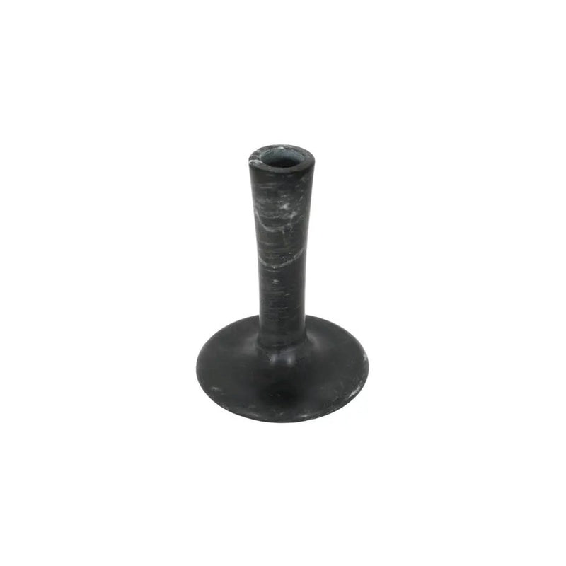 East Tall Candle Holder Black Veined Marble