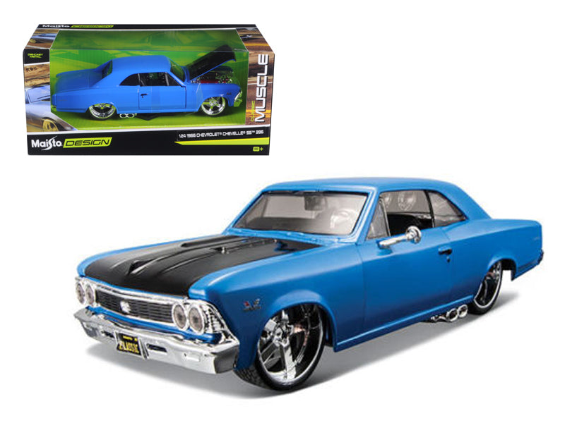 1966 Chevrolet Chevelle SS 396 Blue with Black Hood "Classic Muscle" 1/24 Diecast Model Car by Maisto