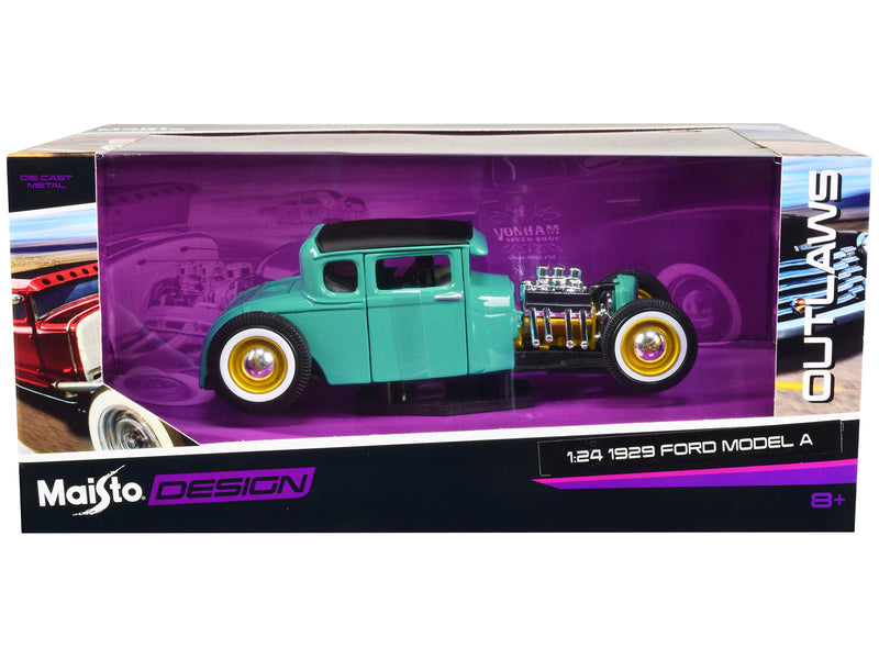 1929 Ford Model A Green with Matt Black Top Outlaws Series 1/24 Diecast Model Car by Maisto