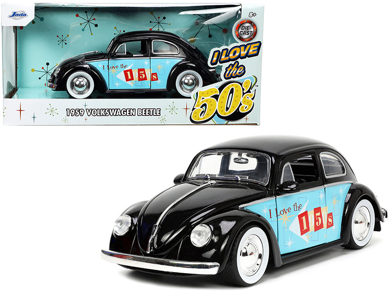 1959 Volkswagen Beetle Black with Graphics I Love the 50's Series 1/24 Diecast Model Car by Jada