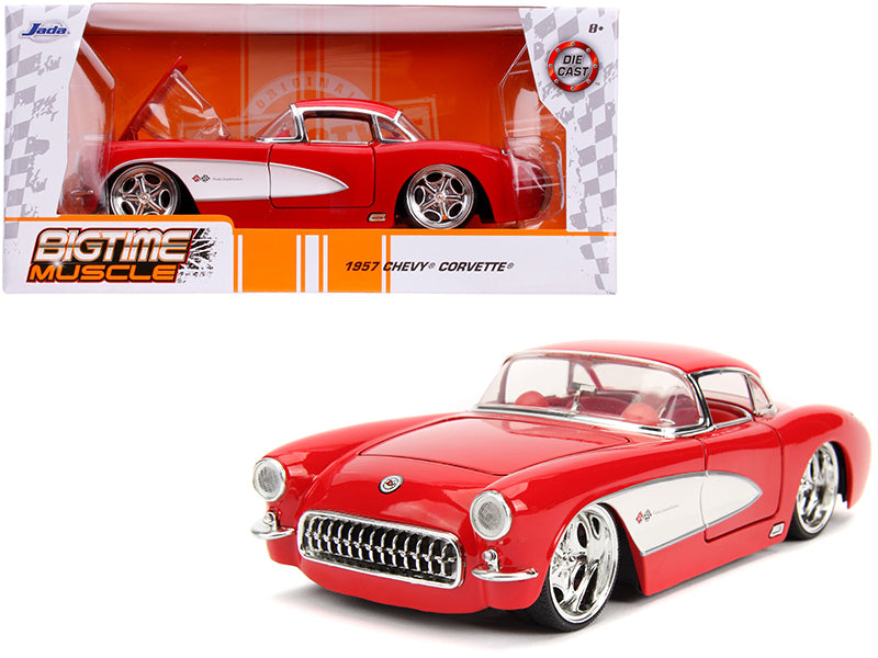 1957 Chevrolet Corvette Red with Red Interior Bigtime Muscle 1/24 Diecast Model Car by Jada