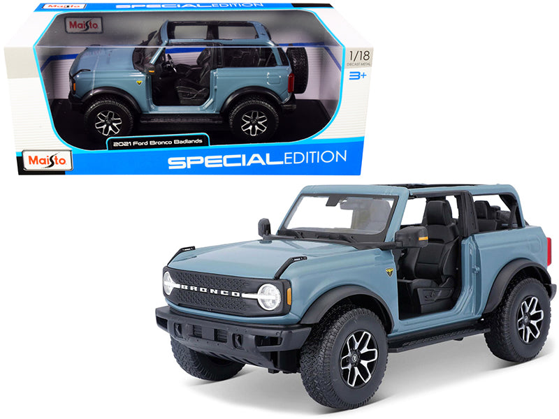 2021 Ford Bronco Badlands Blue "Special Edition" 1/18 Diecast Model Car by Maisto