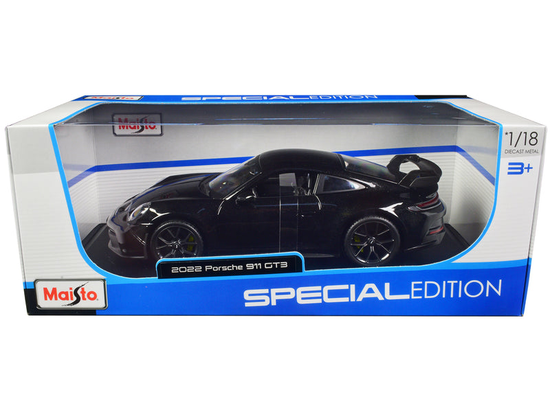 2022 Porsche 911 GT3 Black Metallic "Special Edition" 1/18 Diecast Model Car by Maisto