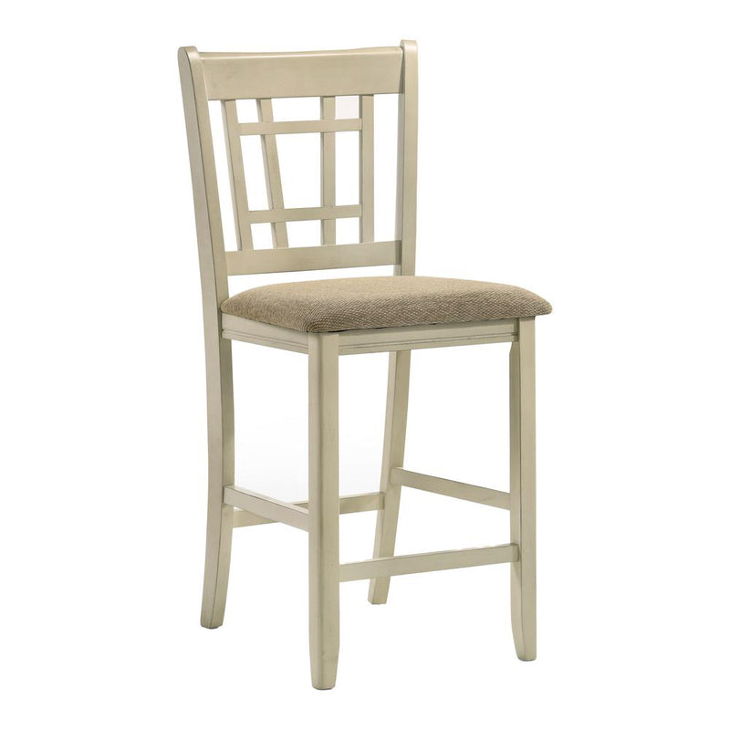 Bar stool, 24" Lattice Back in Rustic White & French Oak (Set of 2)