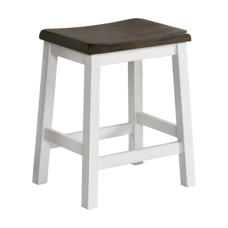 24" Backless Barstool in Gray & White (Set of 2)