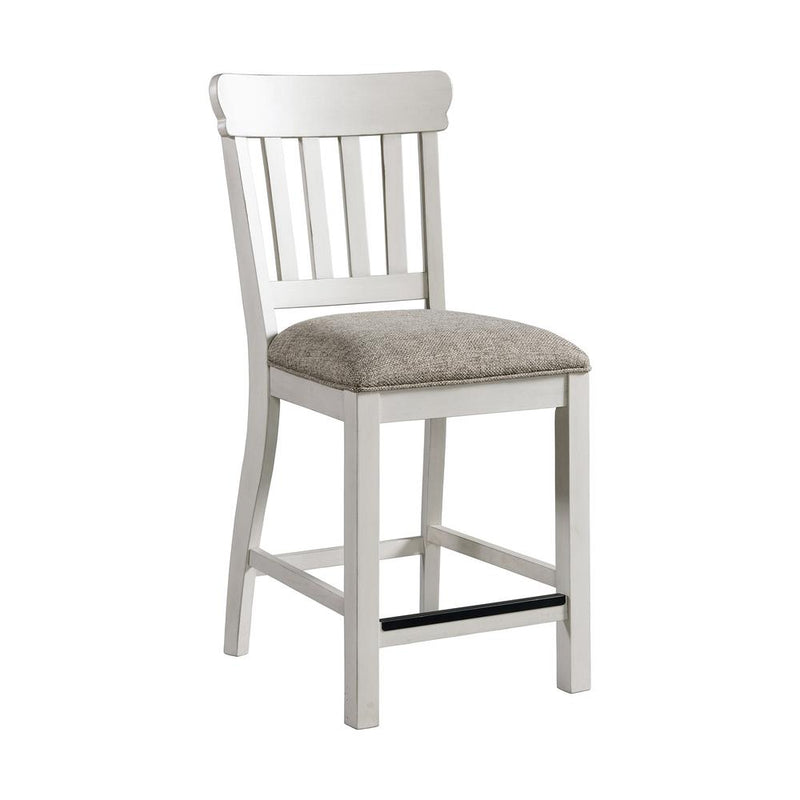 Bar Stool, Slat Back Counter Height in Rustic White & French Oak (Set of 2)