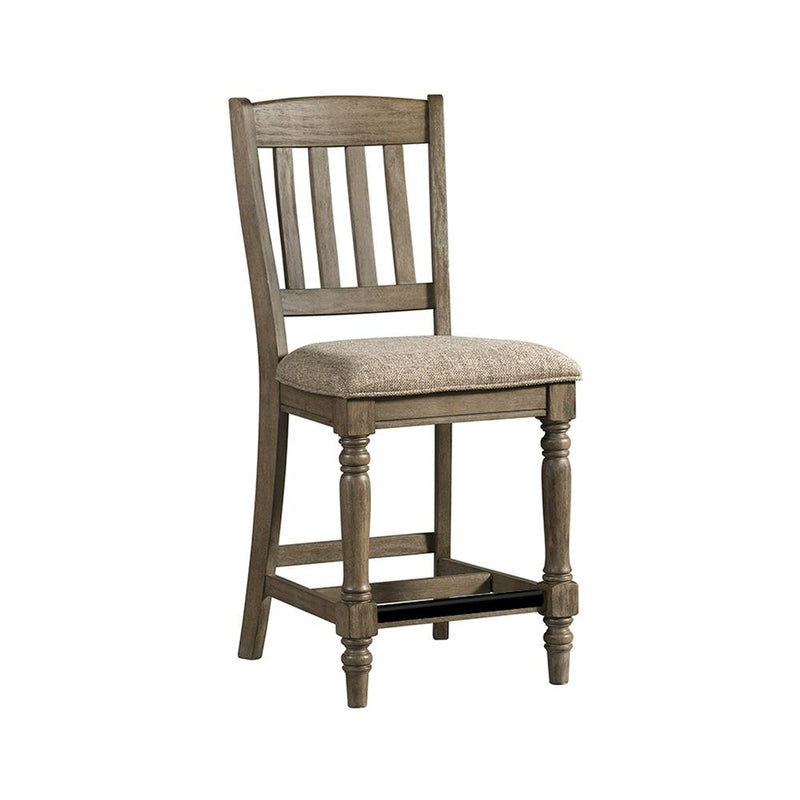 Bar Stool, Slat Back w/Cushion Seat in Roasted Oak (Set of 2)