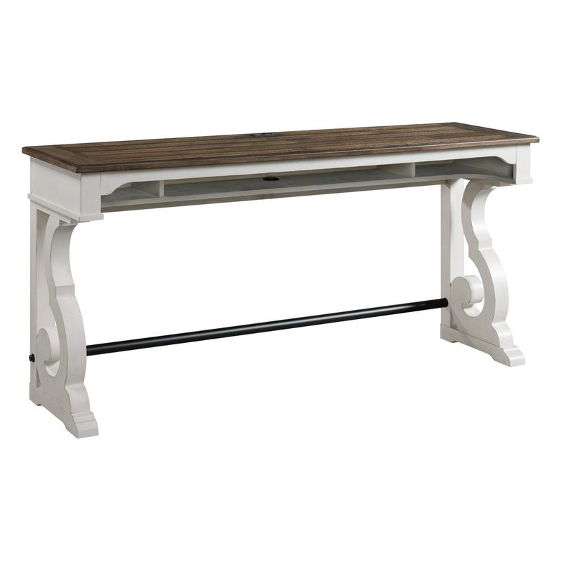 76 Sofa Bar Table in Rustic White & French Oak